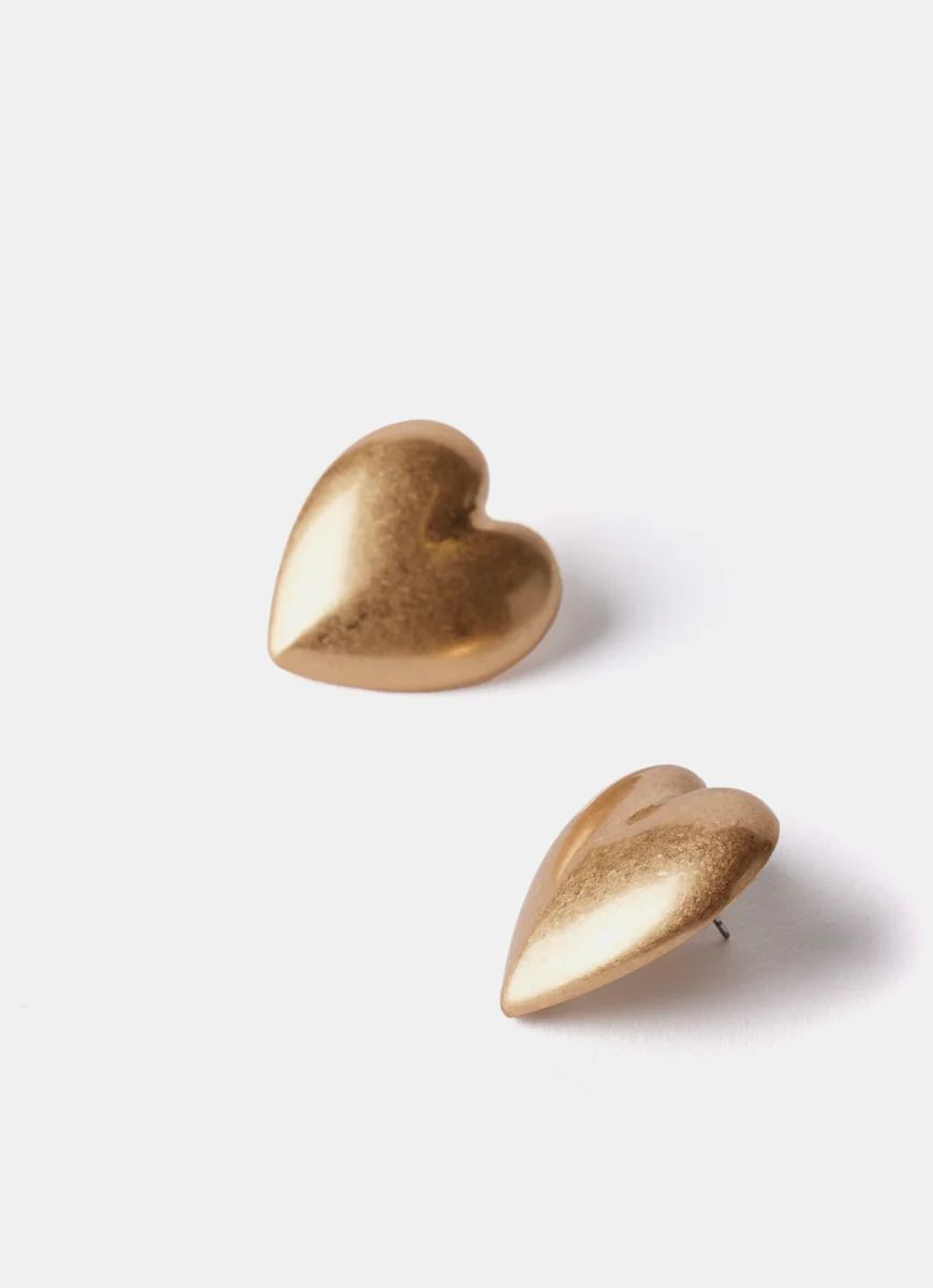 Gold Tone Heart Earrings | Mint Velvet