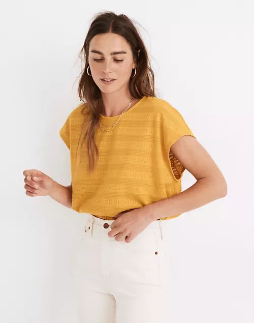 Pointelle Knit Short-Sleeve Crop Top | Madewell