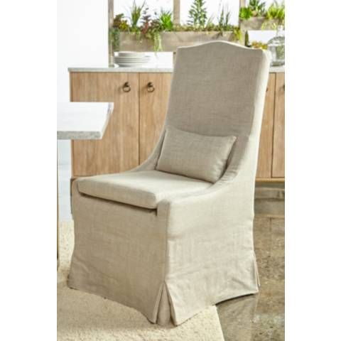 Colette 41" High Bisque French Linen Dining Chairs Set of 2 | LampsPlus.com