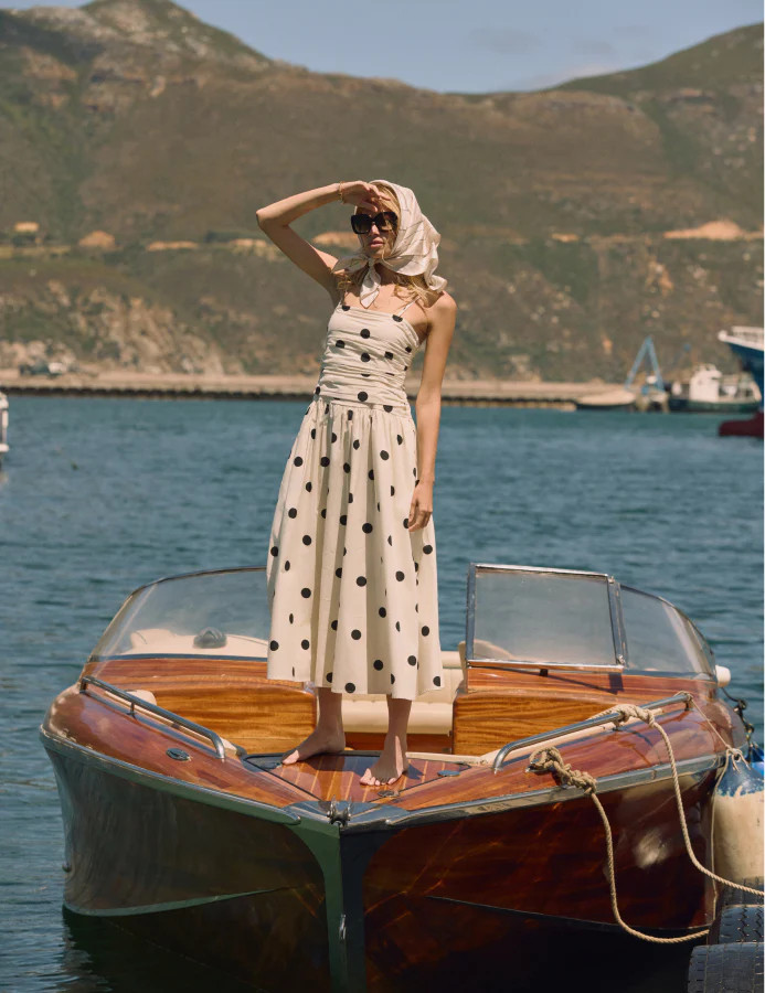 White Polka Dot Bandeau Felicity Midi Dress | Nobody's Child