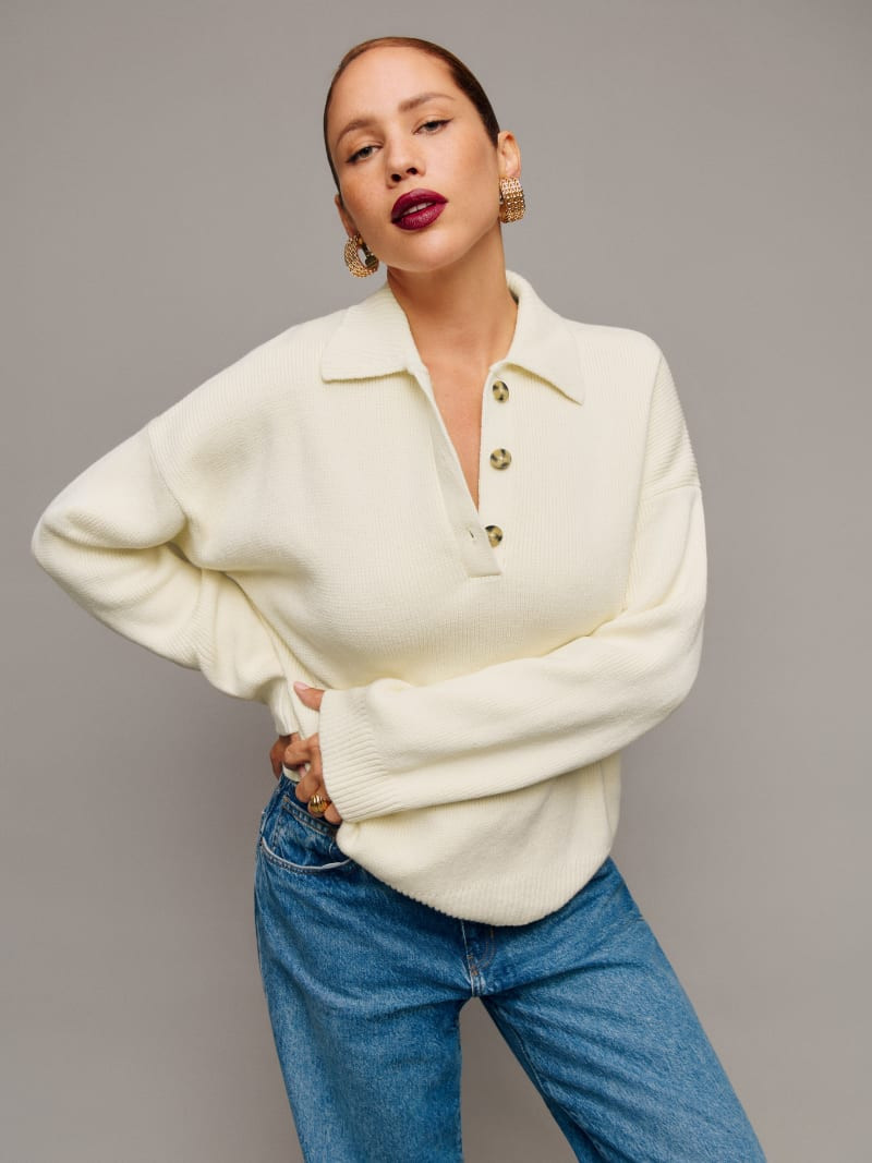 Brooklyn Cotton Polo Sweater | Reformation (Global)