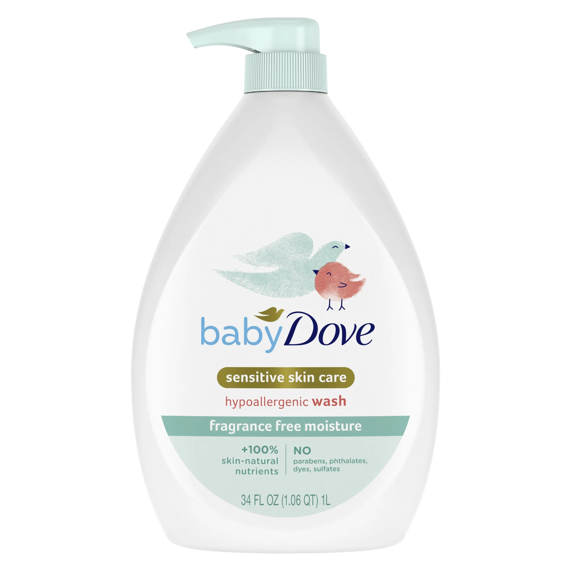 Baby Dove Sensitive Skincare Liquid Body Wash Fragrance Free Moisture, Hypoallergenic, 34 oz | Walmart (US)