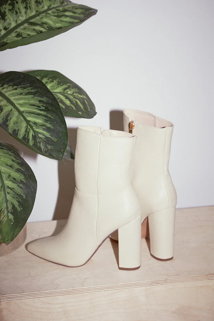 Dawson Bone Pebble Pointed-Toe Mid Calf Boots | Lulus