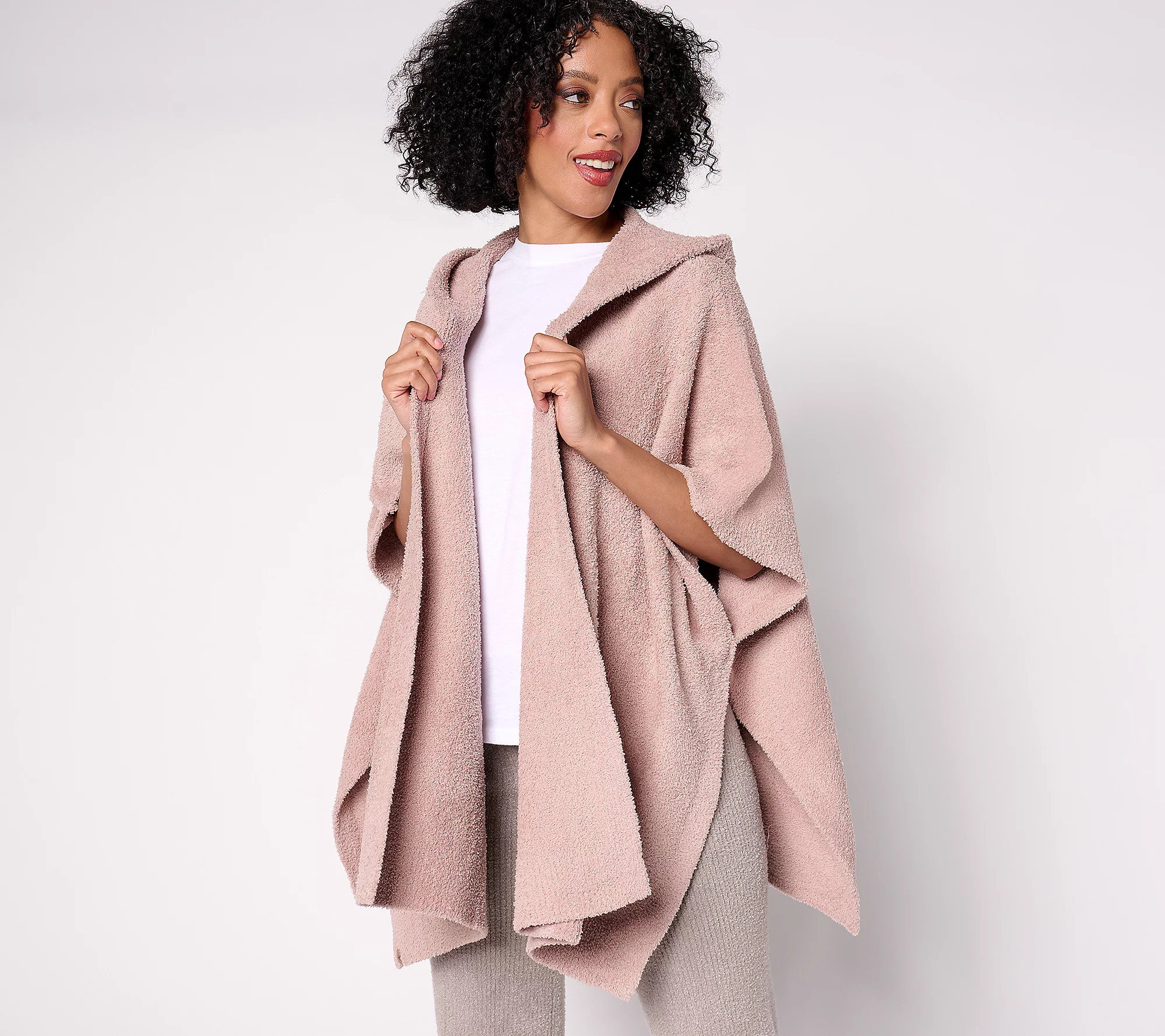 Barefoot Dreams CozyChic Hooded Cardi Wrap | QVC