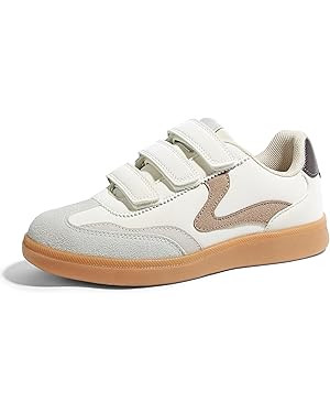 LUCKY STEP Women's Casual Fashion Retro Sneakers Classic Gum Sole Hook and Loop Tennis Footwear A... | Amazon (US)