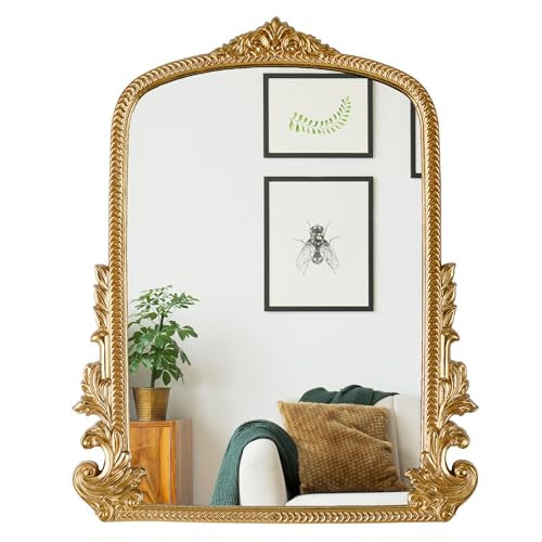 Gold Arched Mirror (15.9 * 19.8 inches) Ornate Baroque Arch Wall Mirror-for Living Rooms, Hallways, Fireplaces, Bathrooms, Entryways | Amazon (US)