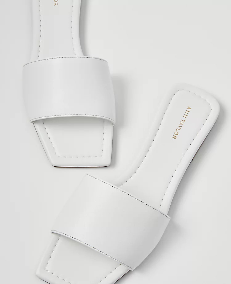 Leather Single Strap Slide Sandals | Ann Taylor