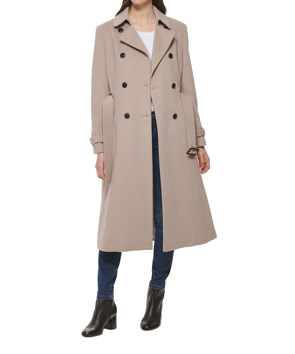Cole Haan Women's Trench Coats STONE - Stone Wool-Blend Trench Coat - Women | Zulily