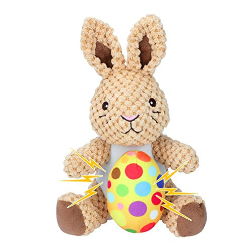 Rypet Stuffed Dog Toys Easter Bunny Dog Toy with Egg,Squeaker Plush Pet Toy with Crinkle Paper Interactive Durable Puppy Chew Toys Dogs Easter Gift for Medium Small Dogs | Amazon (US)