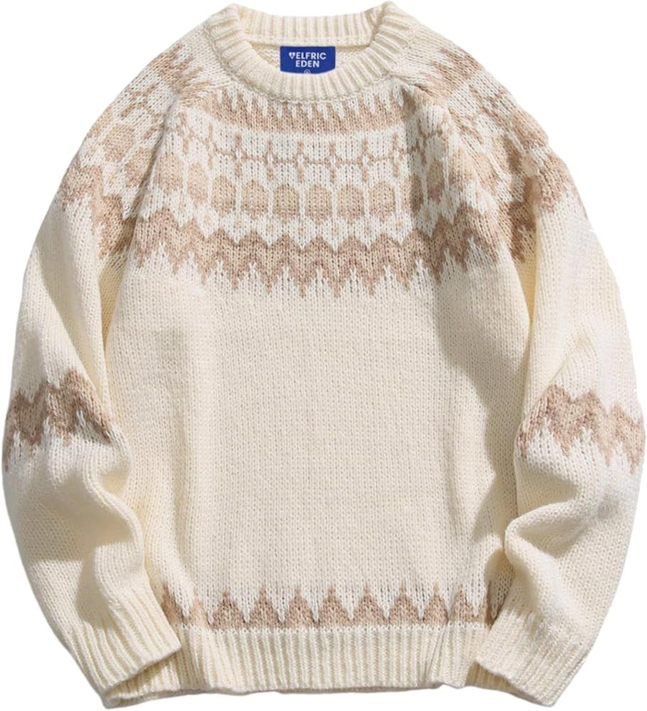 Aelfric Eden Sweaters Fair Isle Sweater Vintage Soft Warm Casual Knit Pullover Long Sleeve 2024 T... | Amazon (US)