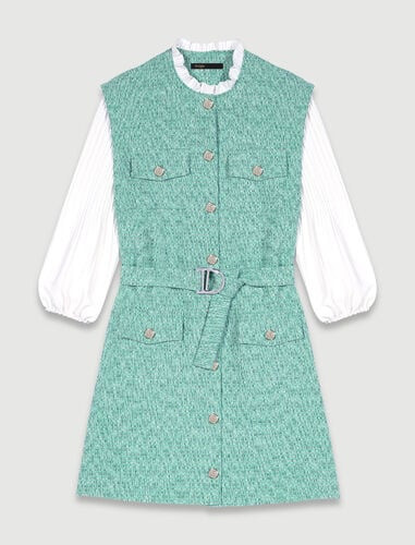 Dual-material tweed dress | Maje US