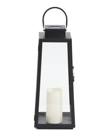 17.75in Glass Metal Led Lantern | TJ Maxx