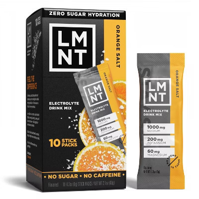LMNT Zero-Sugar Electrolytes Drink - Orange Salt - 2.1oz/10ct: Non-Caffeinated, Powdered Drink Mixes, 10 Pack | Target
