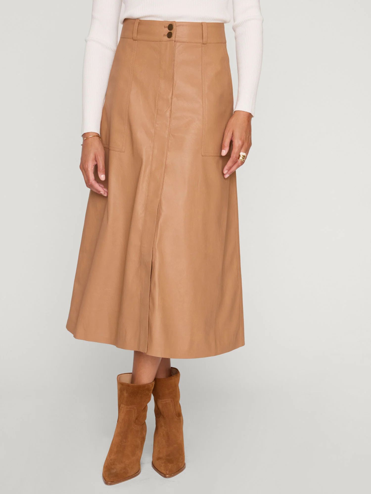 Brochu Walker | Women's Mica Vegan Leather Skirt in Dunes | Brochu Walker