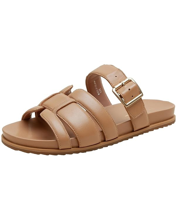 Linea Paolo - ROSALIE - Womens Padded Leather Strap Cork Footbed Sandals | Amazon (US)