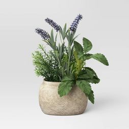 11.5" Artificial Herb Dish Garden in Pot Green/Purple - Threshold™ designed with Studio McGee | Target