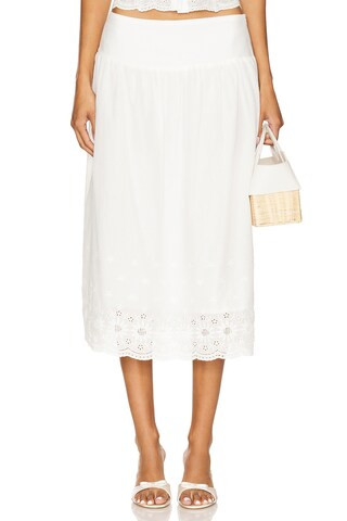 MORE TO COME Cassandra Midi Skirt in White from Revolve.com | Revolve Clothing (Global)