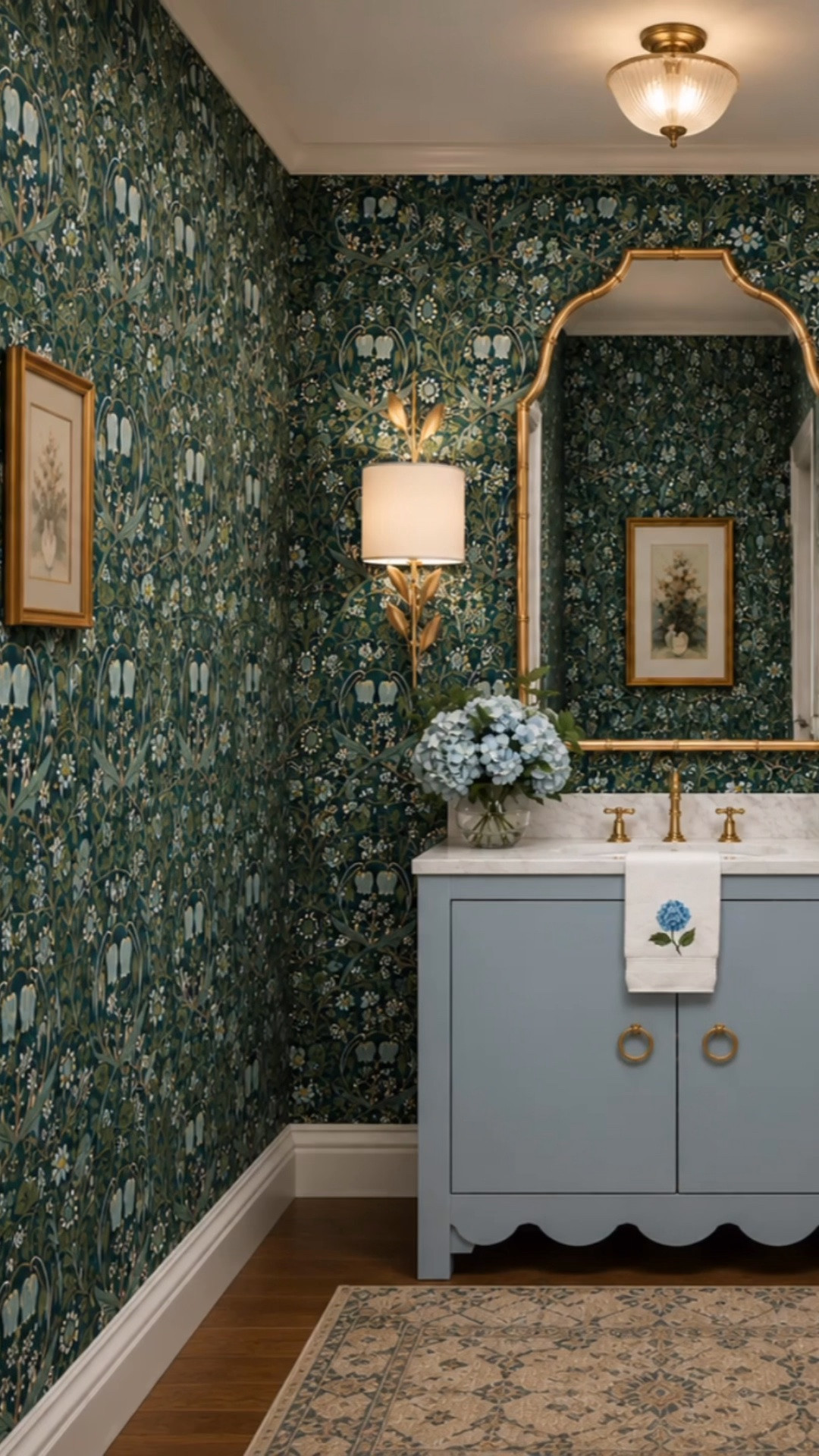 A blue and green powder bath design & render

#LTKdayinmylife #LTKHome #LTKSaleAlert