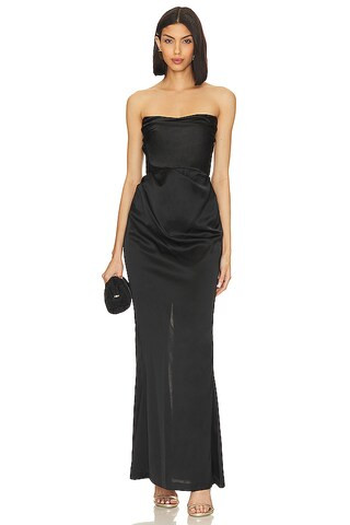 Nookie Emelie Strapless Gown in Black from Revolve.com | Revolve Clothing (Global)