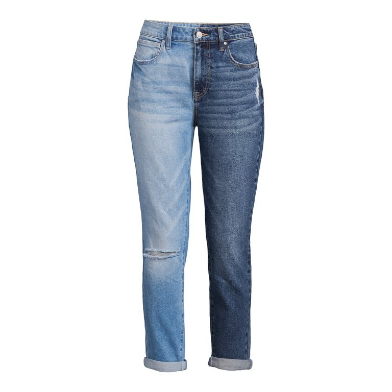 No Boundaries Juniors' Super High Rise Destructed Mom Jeans | Walmart (US)