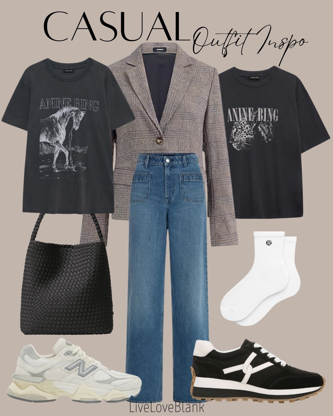 Casual outfit 
Anine Bing graphic tees
Wide leg jeans with a blazer 
Mom style 
Everyday outfit 

#LTKmomlife #LTKOver40 #LTKStyleTip