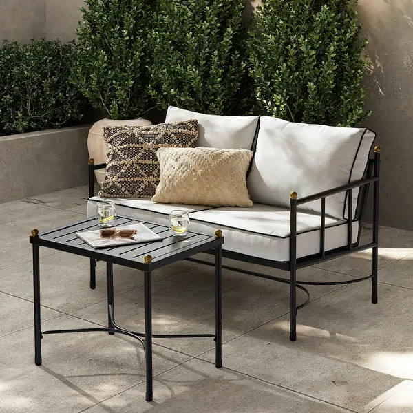 Mopio Odelia Patio Furniture, Outdoor Sectional Conversation Set - Black & Gold Loveseat Only | Bed Bath & Beyond