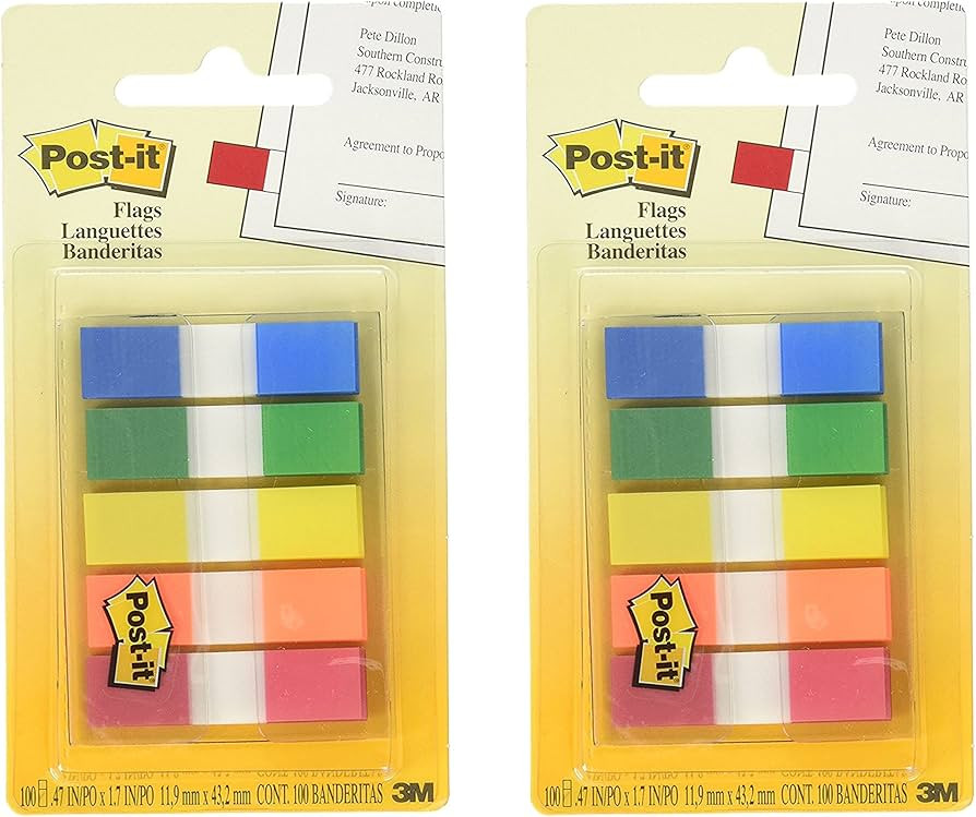 Set of 2 Post-it Flags, Assorted Primary Colors, 1/2 in Wide, 100/On-the-Go Dispenser bundled by ... | Amazon (US)