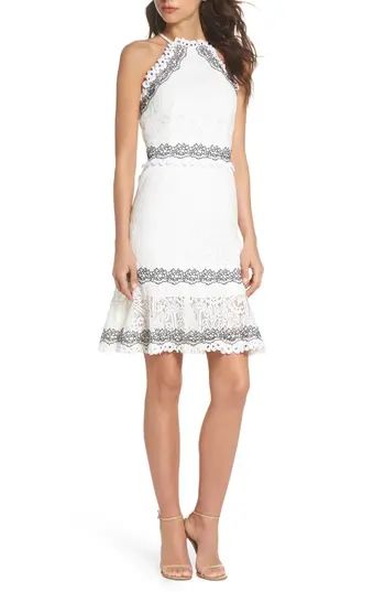 Women's Foxiedox Frances Embroidered Lace Halter Dress | Nordstrom