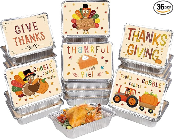36-Pack Premium Thanksgiving Leftover Containers with Lids - Durable & Leak-Proof, 6.1"W X 8.2"L ... | Amazon (US)