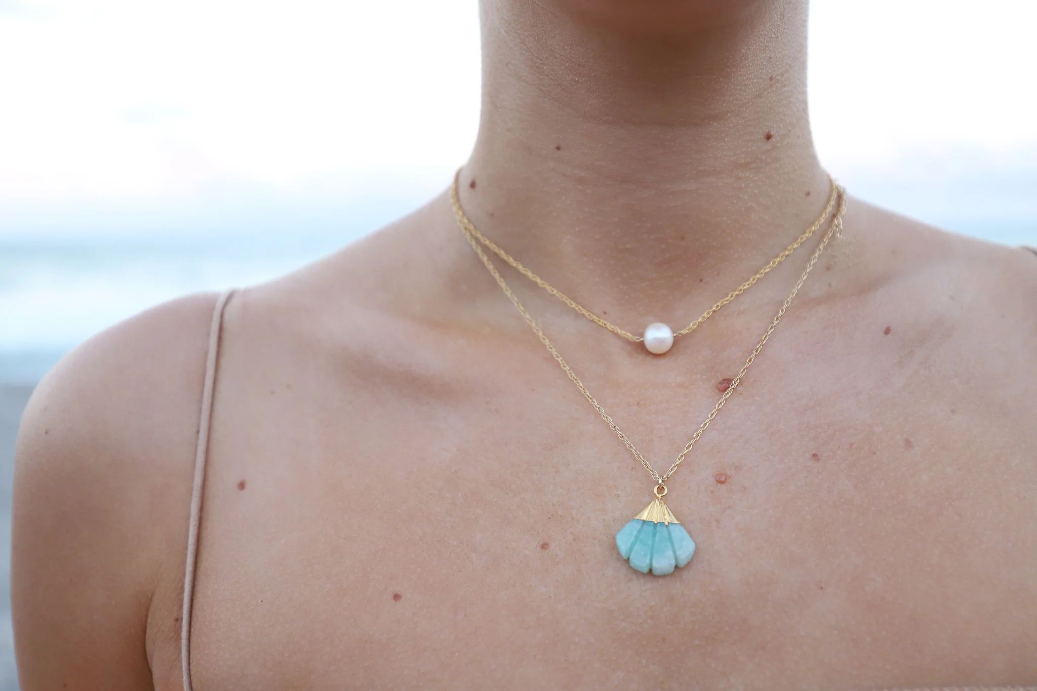 Amazonite Scalloped Gemstone Necklace | Marea
