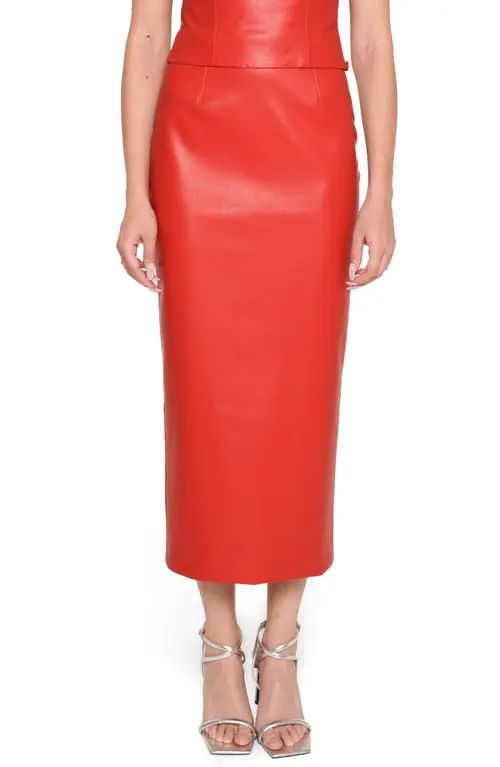 WAYF Giselle Faux Leather Pencil Skirt in Red at Nordstrom, Size Medium | Nordstrom