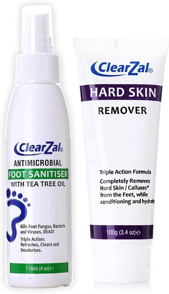 Clearzal Reset Duo Foot Care Set, Hard Skin Remover 3.4 oz and Tea Tree Oil Sanitizer 4 oz, Tripl... | Amazon (US)