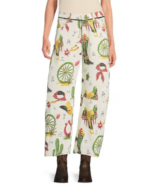 Double D Ranch Atomic Ranch Printed Wide Leg Cropped Jeans | Dillard's | Dillard's