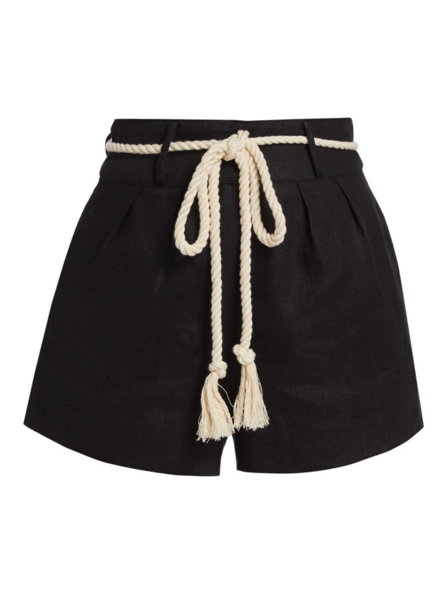 Elyse Belted Linen Shorts | Saks Fifth Avenue