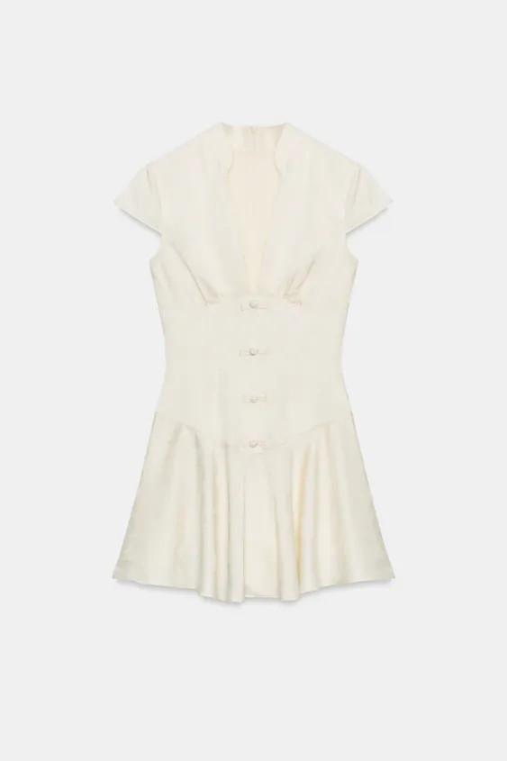 MINI SATIN JACQUARD DRESS WITH BUTTONS | Zara US