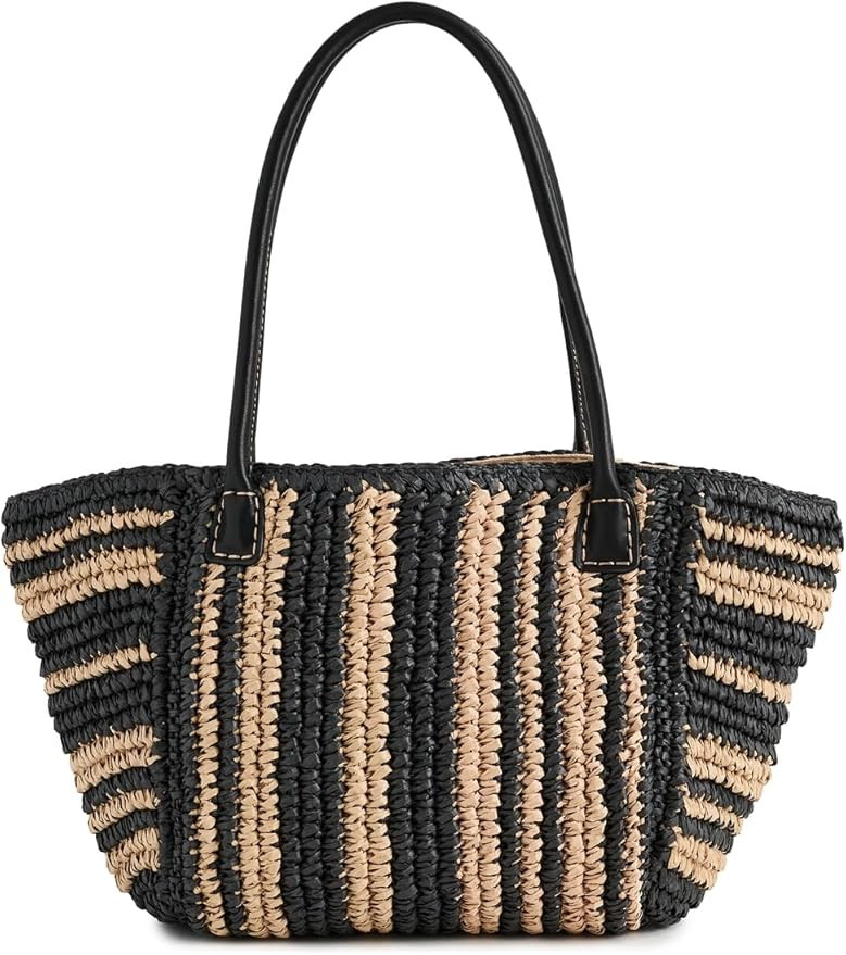 Madewell Women's Mini Black And White Straw Tote | Amazon (US)