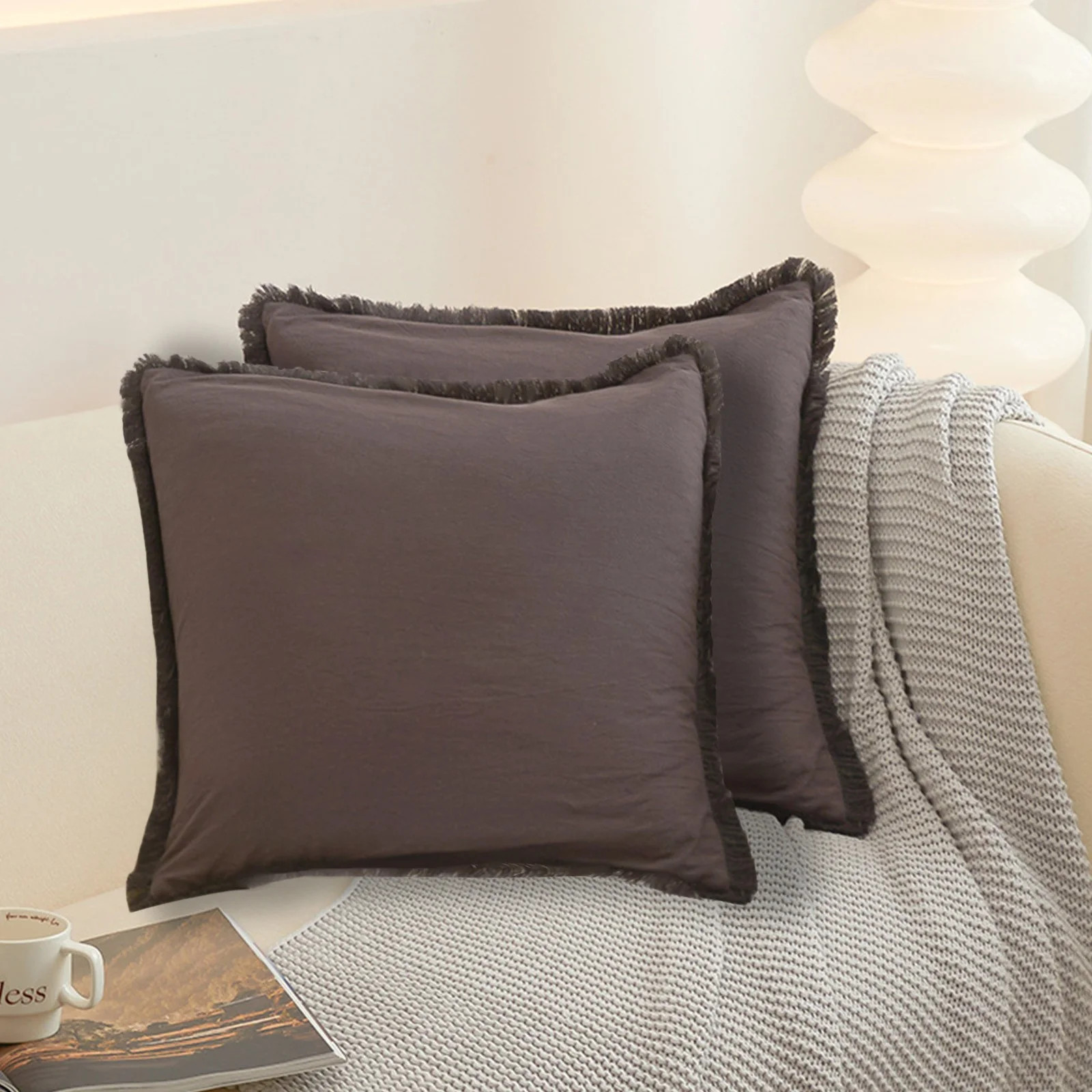 Usmixi up to 50% Off Set of 2 Decorative Linen Fringe Throw Pillow Covers Cozy Boho Farmhouse Cus... | Walmart (US)