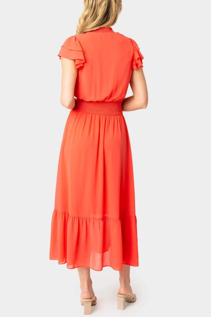 Romantic Feminine Flutter Sleeve Maxi Dress | Gibson