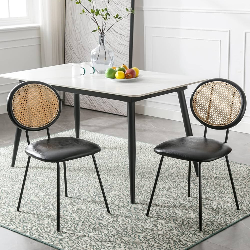 Okeysen Rattan Dining Chair,Indoor Kitchen Dining Chairs Set of 2,Mid-Century Modern Dining Chair... | Amazon (US)
