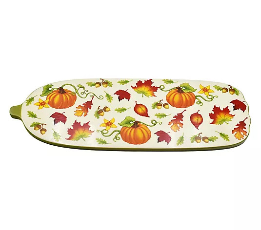 Temp-tations Seasonal Stoneware 20" Pumpkin Serving Board | QVC