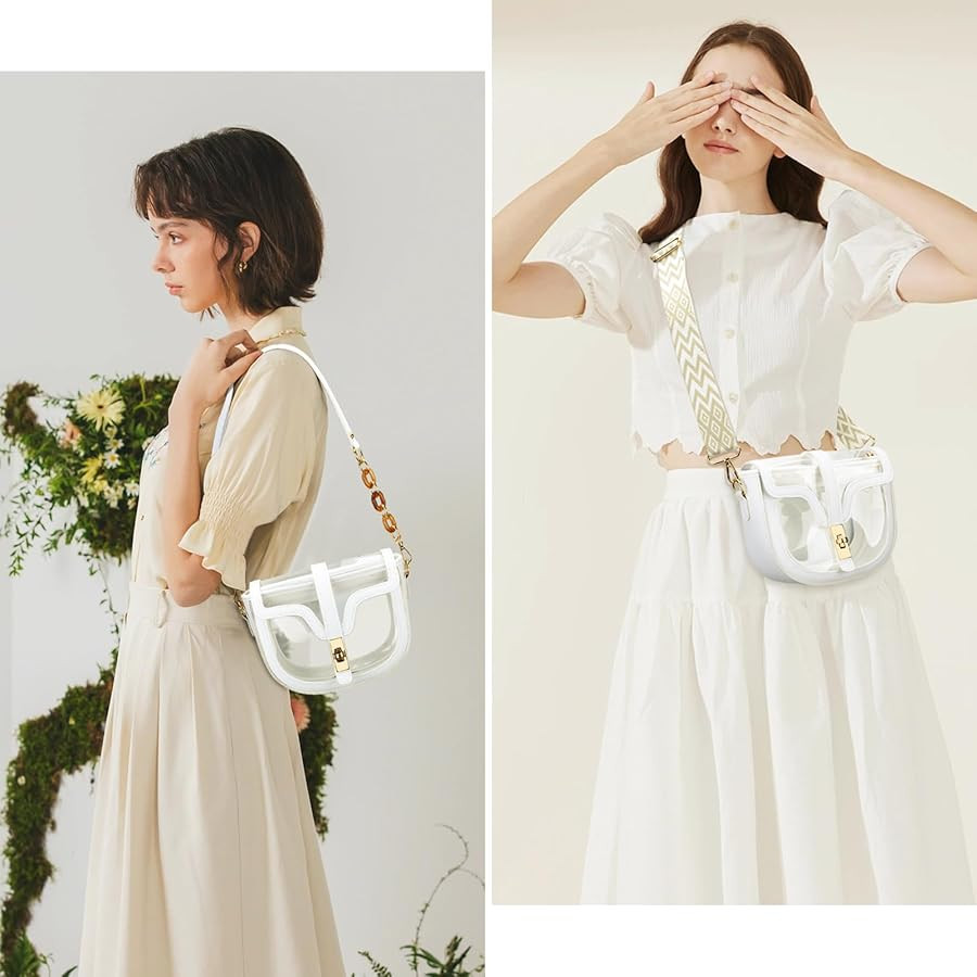 KKXIU Clear Crossbody Bag for Women Stadium Approved Vegan Leather Concert Shoulder Sports See-Th... | Amazon (US)