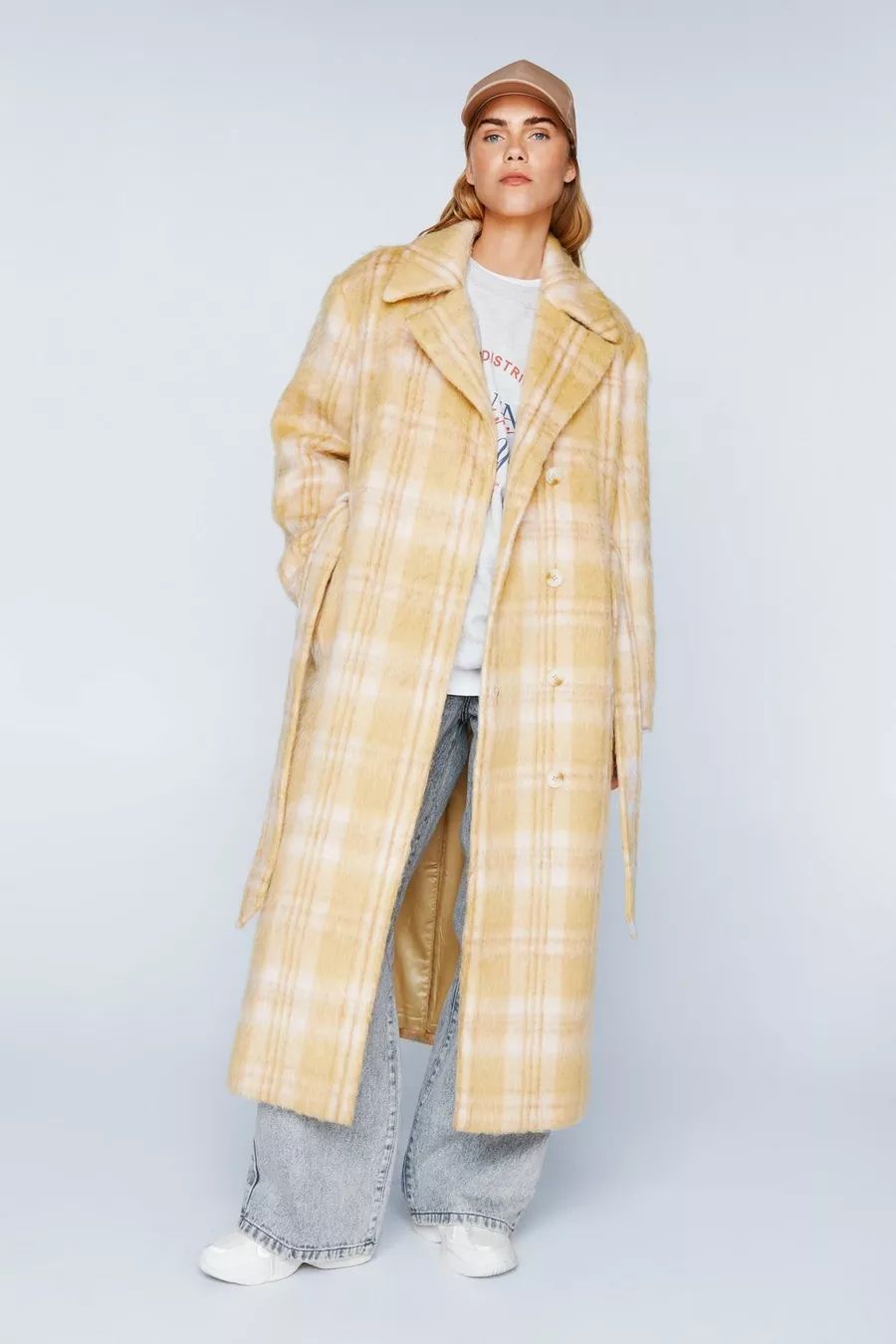 Check Print Wool Blend Robe Coat | Nasty Gal (US)