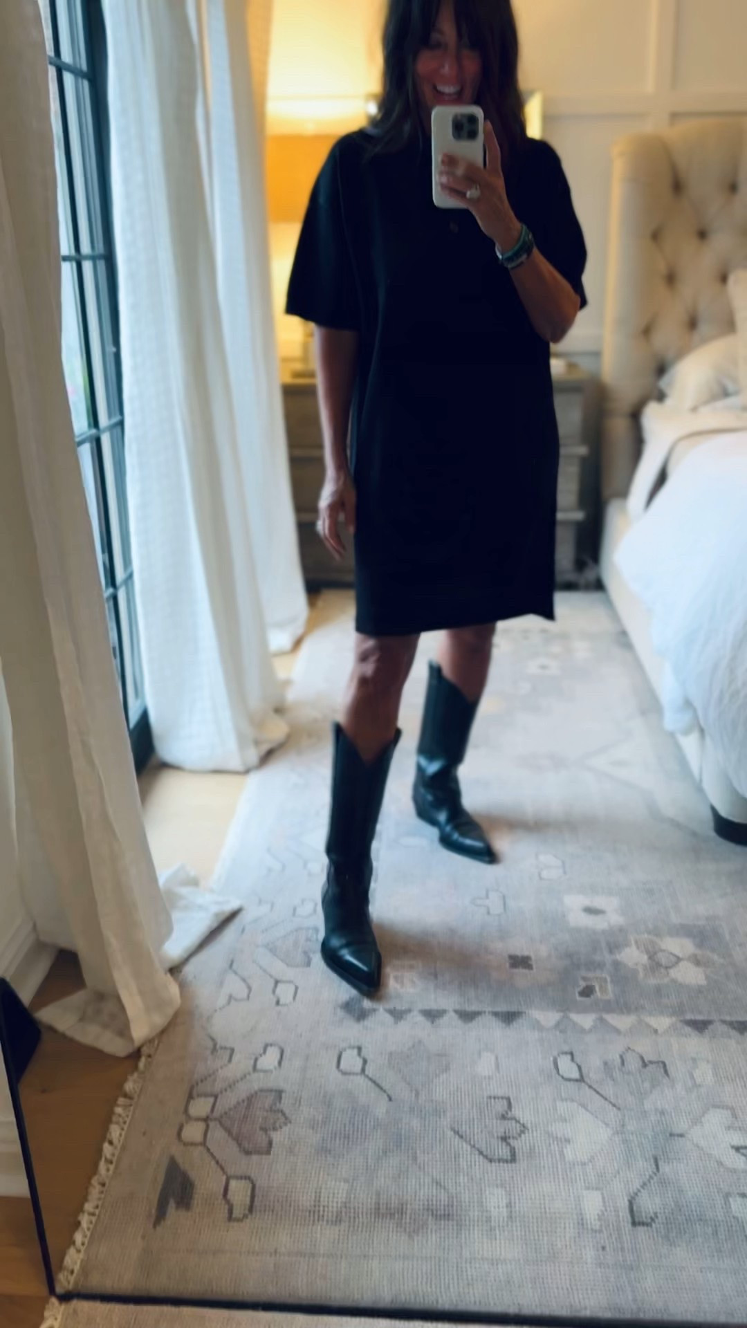 Nsale black knit polo dress! 
Love this style with boots!! 
Wear to work or wherever 
Comfortable and loose - perfect I’m
Wearing size sml/medium  
Nordstrom anniversary sale dresses 

#LTKFindsUnder100 #LTKWorkwear #LTKSaleAlert