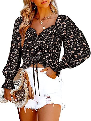 Drawstring Ruched Floral Top | Amazon (US)