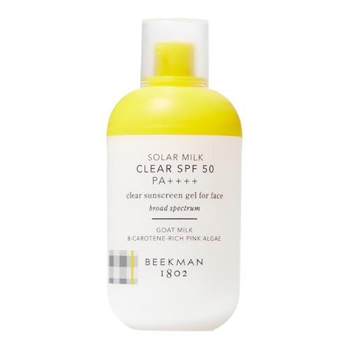 Beekman 1802 Solar Milk 3-in-1 Weightless Clear SPF 50 Face Sunscreen - 1.69 fl oz - Broad Spectrum UVA UVB Protection + Makeup Primer, Non-Greasy Gel, Goat Milk Infused, For All Skin Types & Tones | Amazon (US)