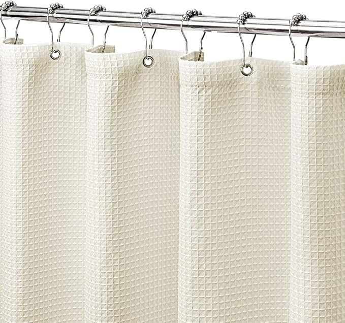 MISS SELECTEX Waffle Weave Fabric Shower Curtain for Bathroom and Bathtubs - Spa, Hotel Shower Cu... | Amazon (US)