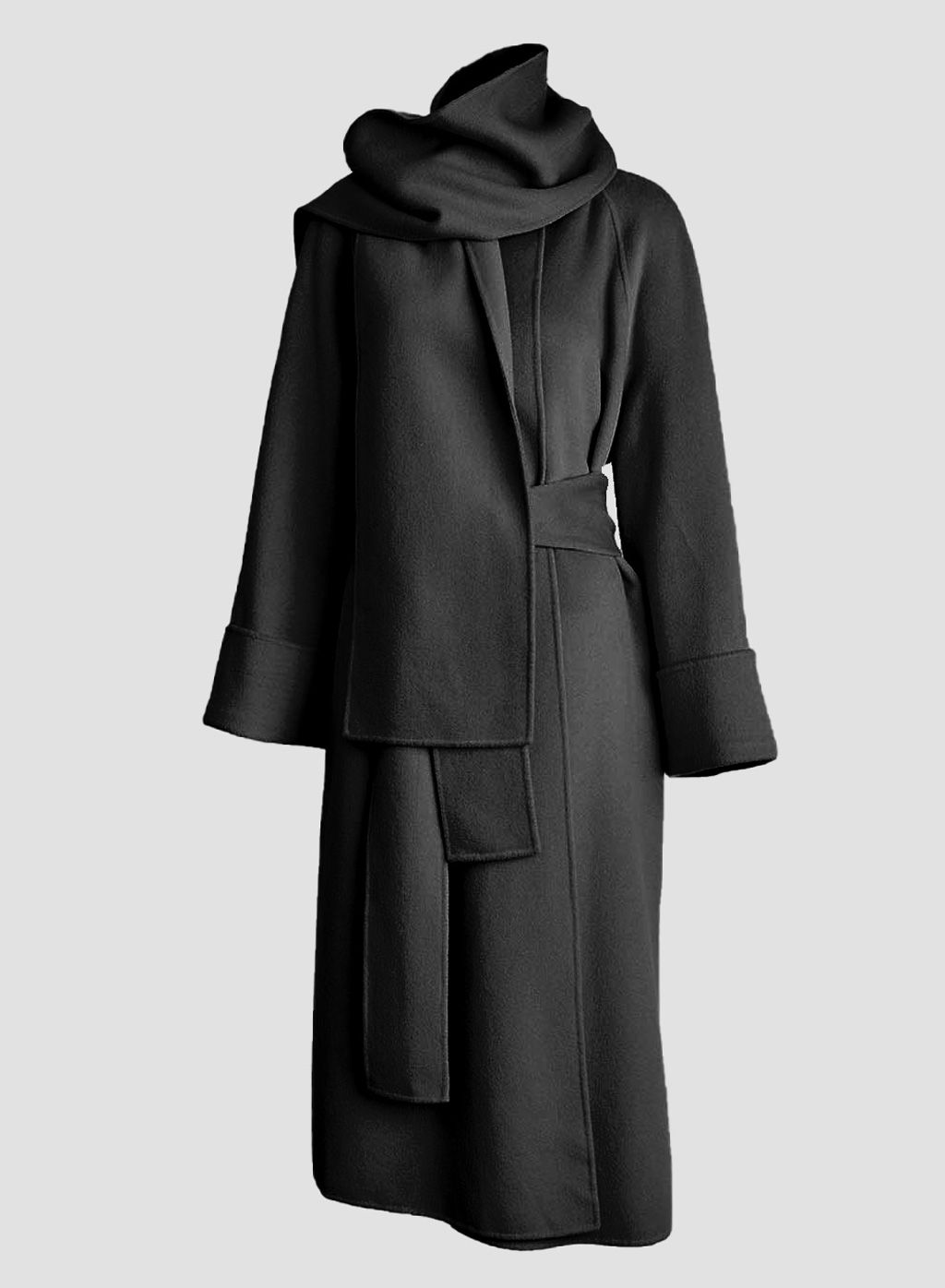 Mia Long Scarf Wool Coat | Silk Maison