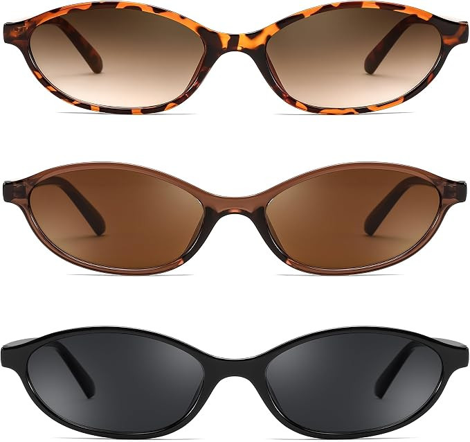 FEISEDY Retro Oval Cat Eye Sunglasses for Women 90s Narrow Lightweight Shades Y2k Trendy Sunnies ... | Amazon (US)