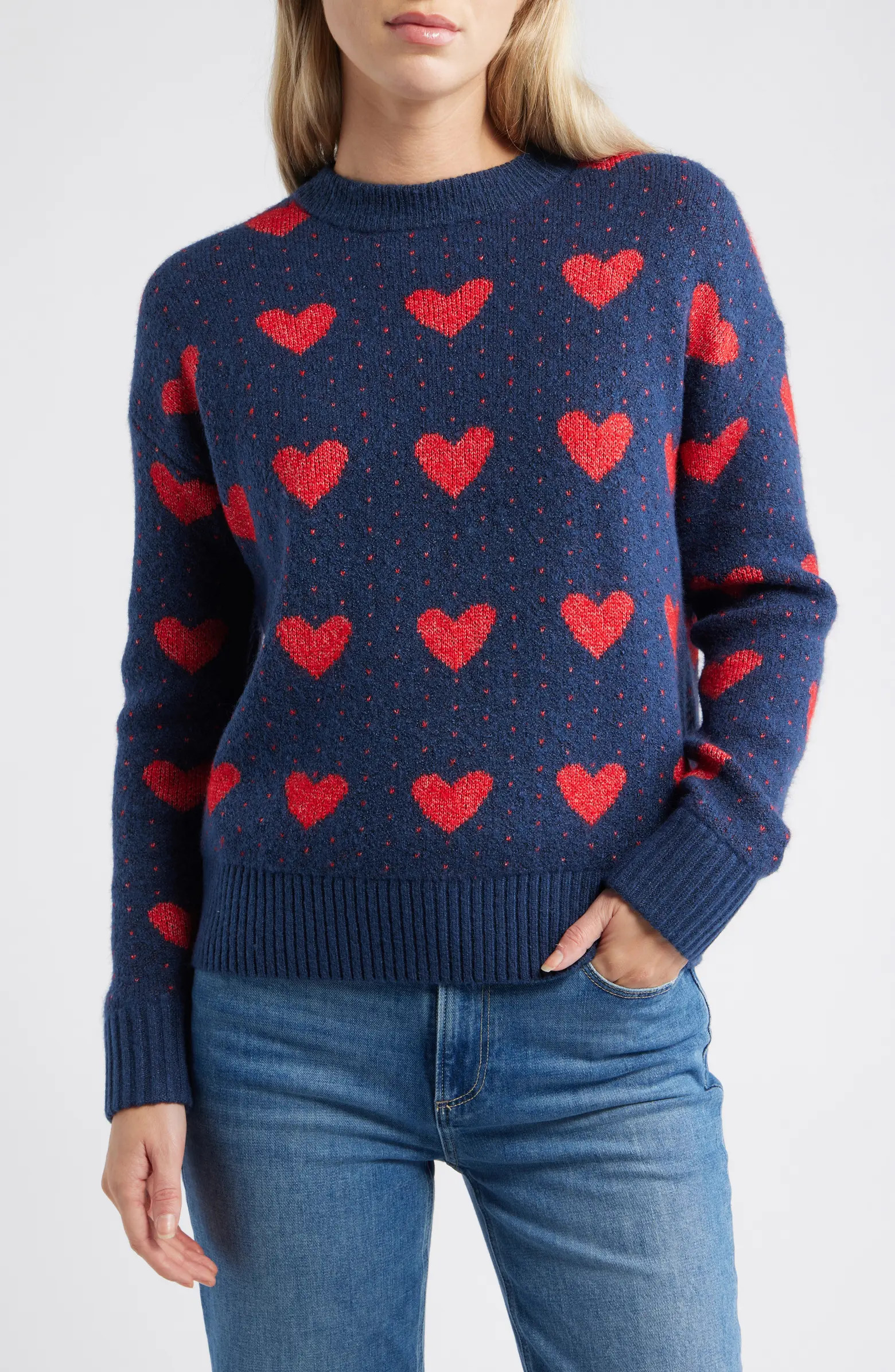 Jacquard Heart Crewneck Sweater | Nordstrom