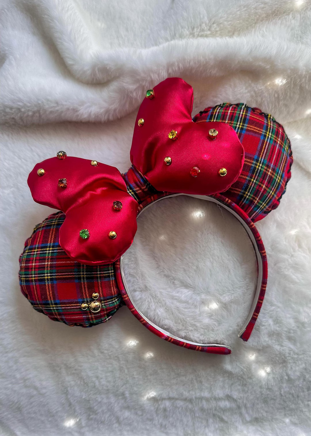 Classic Holiday Plaid Mouse Ears W/ Cross Stitch Details - Etsy | Etsy (US)